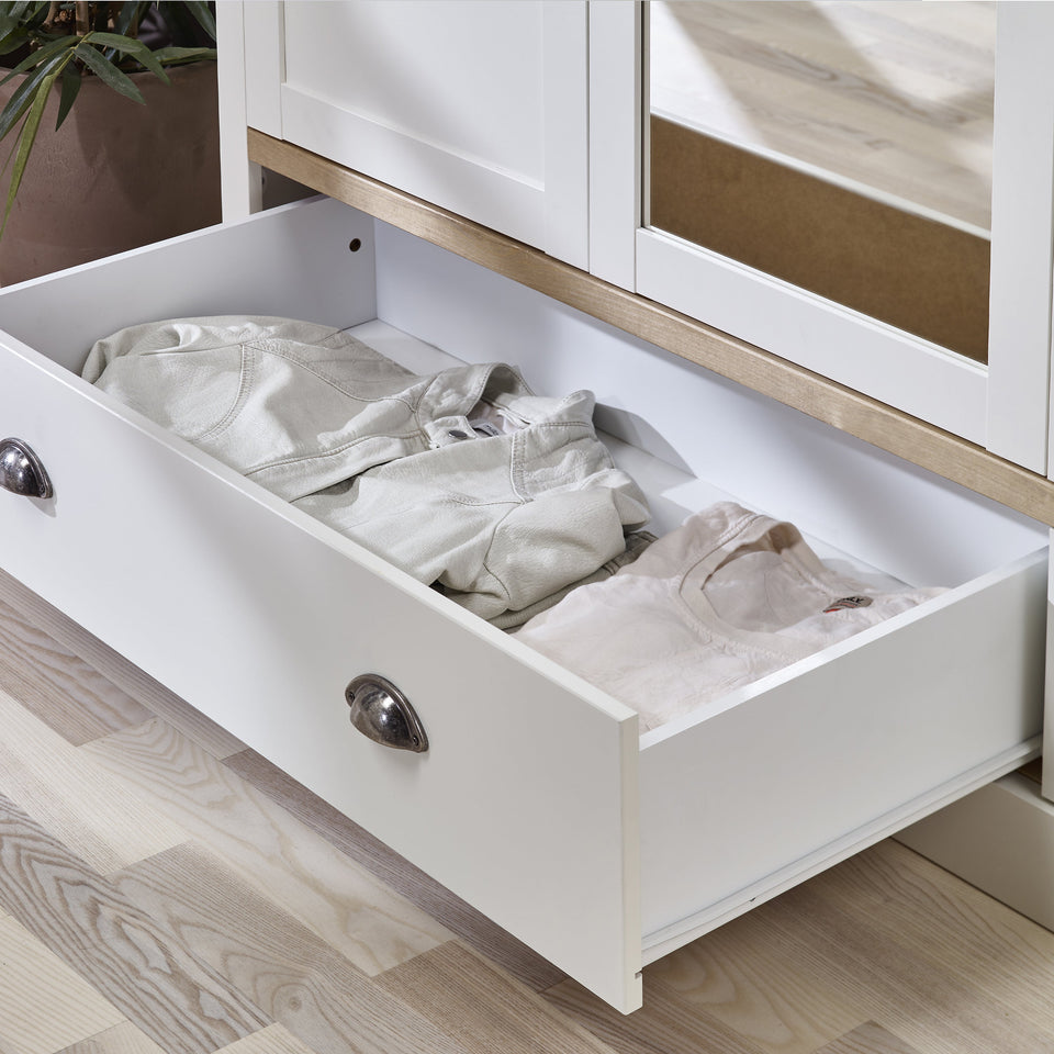 Sandringham 3 Door 2 Drawer Wardrobe White & Pine