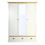 Sandringham 3 Door 2 Drawer Wardrobe White & Pine