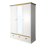 Sandringham 3 Door 2 Drawer Wardrobe White & Pine