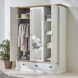 Sandringham 3 Door 2 Drawer Wardrobe White & Pine
