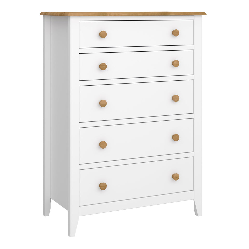 Heston 5 Drawer Chest White & Pine
