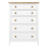 Heston 5 Drawer Chest White & Pine