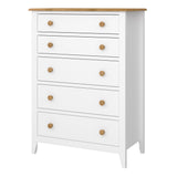 Heston 5 Drawer Chest White & Pine