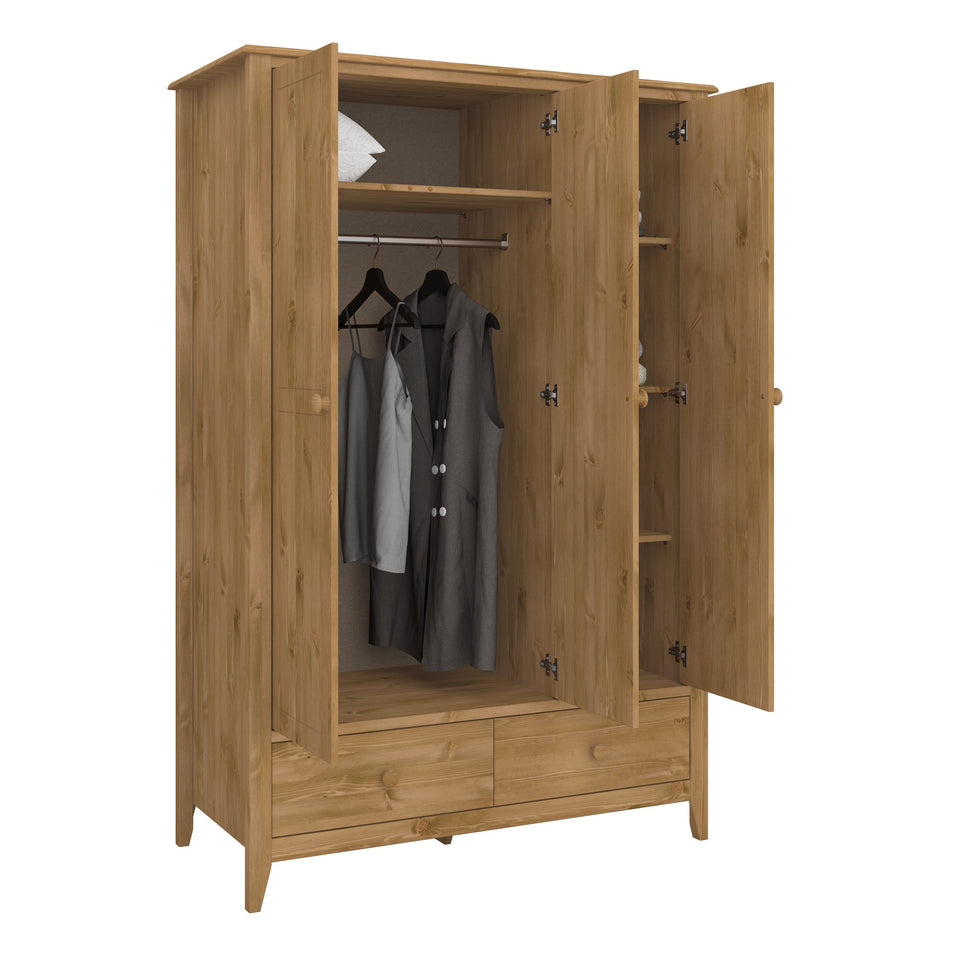 Heston 3 Door Wardrobe Pine