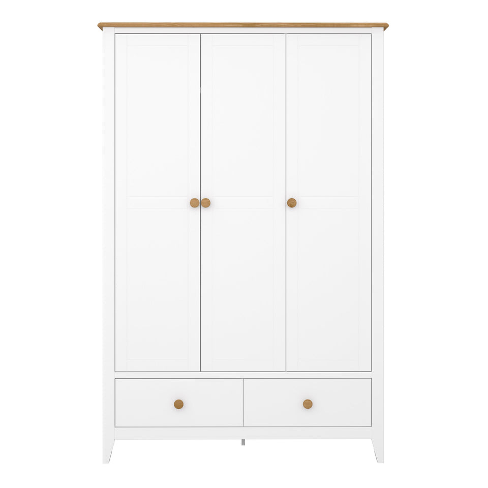 Heston 3 Door Wardrobe White & Pine