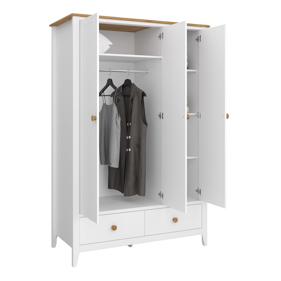 Heston 3 Door Wardrobe White & Pine