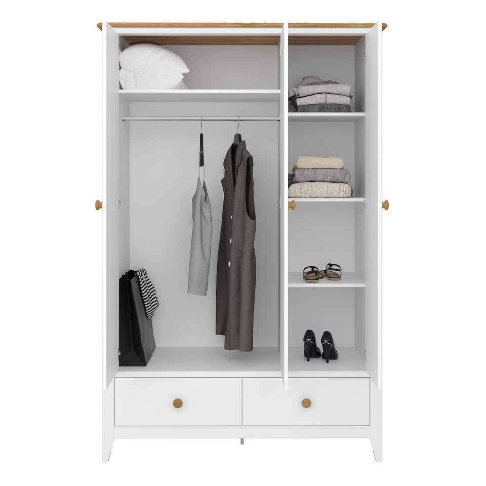 Heston 3 Door Wardrobe White & Pine