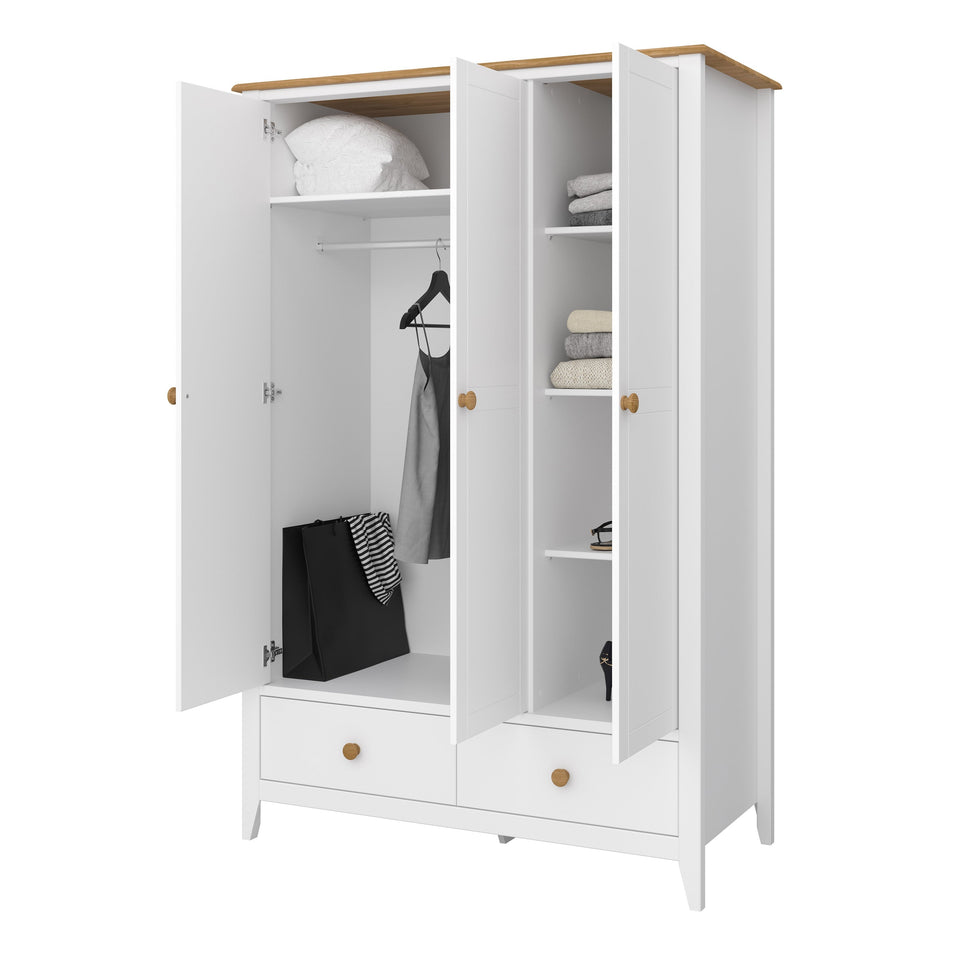 Heston 3 Door Wardrobe White & Pine