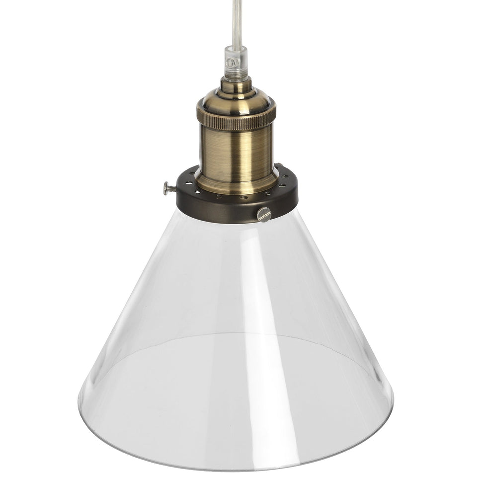 Glass Cone Pendant Lamp in BRASS