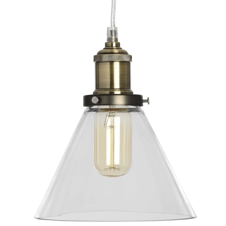 Glass Cone Pendant Lamp in BRASS