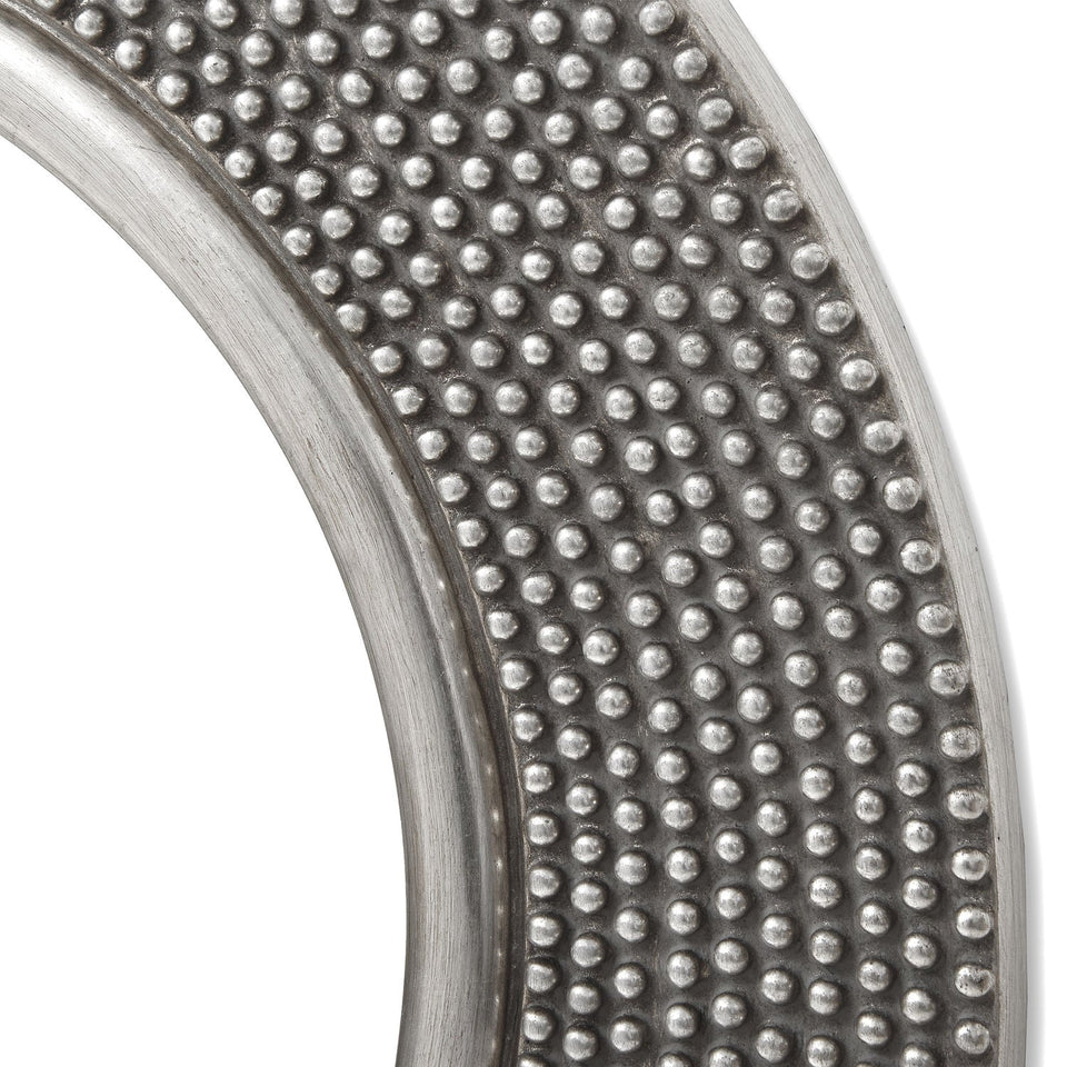Large Circular Beaded Mirror in ANTIQUE SILVER