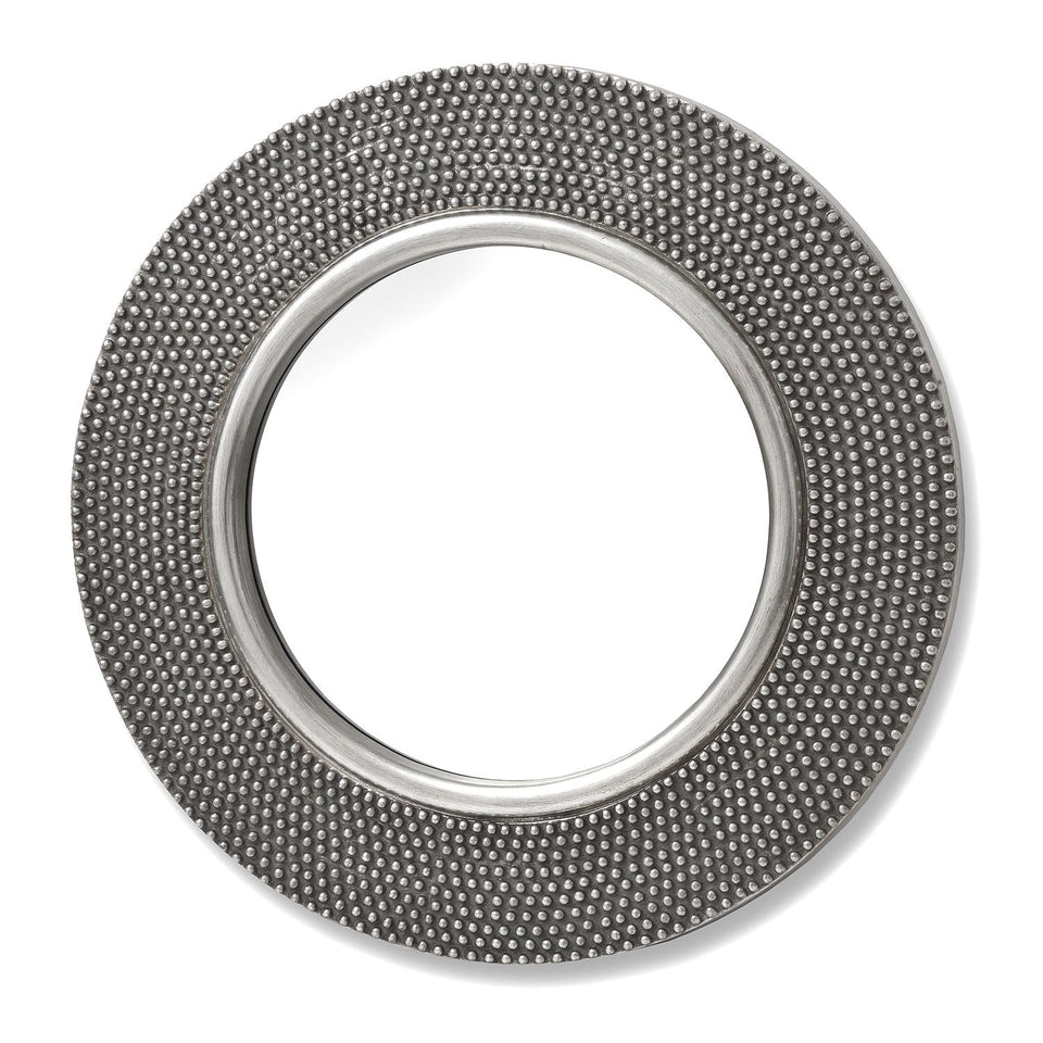 Large Circular Beaded Mirror in ANTIQUE SILVER